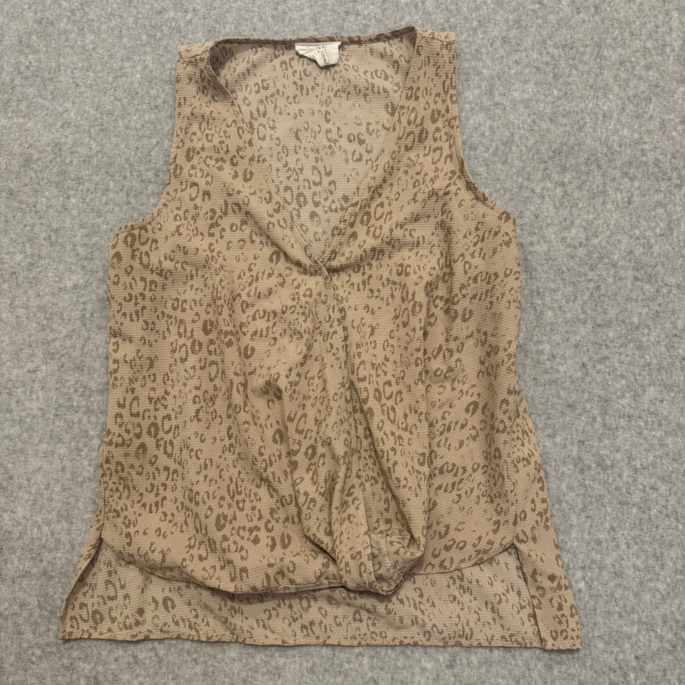 Olive and Oak Womens Leopard Print Surplice Sleeveless Top Tan Brown Medium
